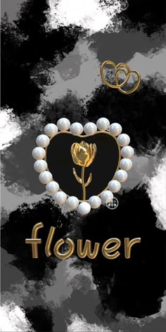 a black and white background with gold lettering that says flower on the bottom right corner