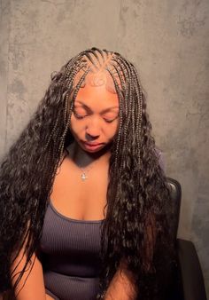 Half Up Half Down Braids Hairstyles, Braids With Bundles In Back, Braids In The Front Curls In The Back, Hair Styles Braids Black, Braids For Black Women Protective Styles, Boho Braid Styles, Hairstyle Ideas Black Women