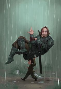 an image of a man being carried on his back by another man in the rain