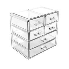 three drawers are stacked on top of each other in this clear plastic drawer organizer case