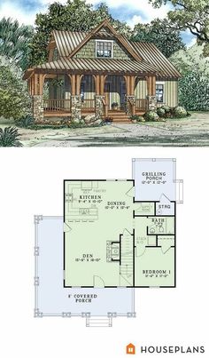 this is the front and back views of these small house plans, which are also available for