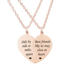 PRICES MAY VARY. 【Please note that if there is a problem with the product,please contact us and we will solve it in time】💖Basic Information:Material: stainless steel; Size: Length of the necklace is 18 inches; Form:2PCS Split heart engraved Best Friend Gifts for Teen Girls BFF Friendship Necklaces best friend gifts for women best friend necklaces for 2 💖Special design: The necklaces seperate and it comes in two parts for two people 💖Great Gifts: Heart matching necklace are Ideal and special g Bff Heart Necklaces, Best Friend Chains, Cute Friendship Necklaces, Friendship Necklaces For 2, Together Forever Never Apart, Necklace Best Friends, Friendship Stories, Bff Necklace