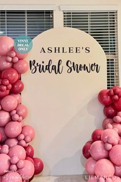 the bride's bridal shower sign is made out of balloons