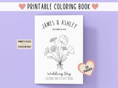 a wedding coloring book with flowers on it