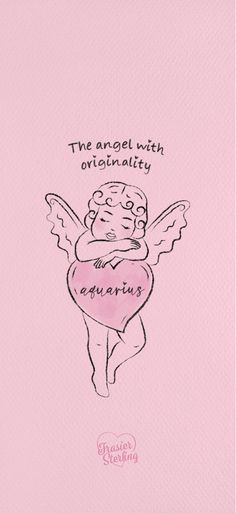 a pink card with an angel holding a heart and the words,'the angel with o