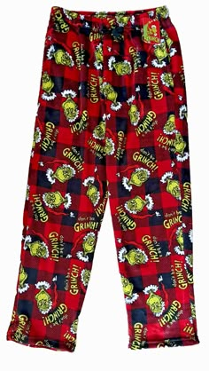 Brand New THE GRINCH Officially Licensed Lounge Pants/Sleep Wear Dr Seuss "How The Grinch Stole Christmas" Starring: The Grinch in a Santa Hat with quote "Don't be a Grinch" Men's Size- Large ***Please make sure to look at measurements before purchasing***  Features: Pull-on styling; elastic waistband with drawstring Pockets and open fly 100% Super Soft Plush Polyester  Machine washable Brand New with Tags Safely Stored-smoke free pet free store We ship same day or next day-unless noted we are away These will ship in a waterproof Bubble Envelope  Weight is over 13 ounces so ships Priority Mail Thank you for your interest Male Pjs, Fluffy Pj Pants, Ed Hardy Outfit, Spiderman Christmas, Christmas Pj Pants, Grinch Pajamas, Marvel Shoes, Christmas Pants, Funny Slippers