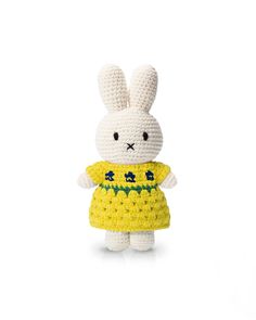 crochet miffy plush with yellow dress with blue irises Bedroom Candles, Museum Gift Shop, Embroidered Eyes, Van Gogh Sunflowers, Storybook Characters, Museum Gift, Yellow Tulips, Irises, Print Artist