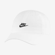 Kiddos can keep it timeless in this cap, made of cotton twill with a soft, brushed finish in a classic 6-panel construction. The curved brim and built-in sweatband help keep them cool and dry and the adjustable strapback closure provides a fit that's just right. Cute Summer Hats, White Nike Hat, Nike Hat, Kid Lifestyle, White Caps, Baby Cap, White Nike, Kids Nike, Summer Hats