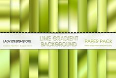 a lime green background with some black and white stripes on it, as well as the text line gardient background paper pack