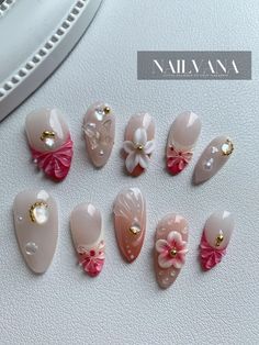 Nails Pink Acrylic, Press On Nails Pink, Pink Tip Nails, Gel Nail Art Designs, Nail Art Gel, Acrylic Press On Nails