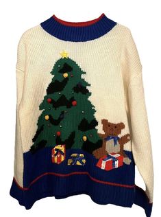 Vintage Christmas sweater Size large 22" pit to pit and 27" length Shoulder pads Acrylic Ugly Christmas Tree, Vintage Christmas Sweater, Christmas Tree Sweater, Vintage Christmas Sweaters, Tree Sweater, Fashion Christmas, Christmas Jumper, Pullover Sweater Women, Christmas Cookie