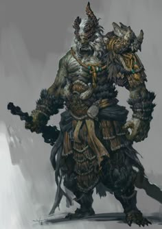 an image of a creature with horns and armor