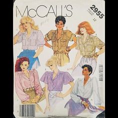 an old sewing pattern for women's blouses and pants, from the 1960s