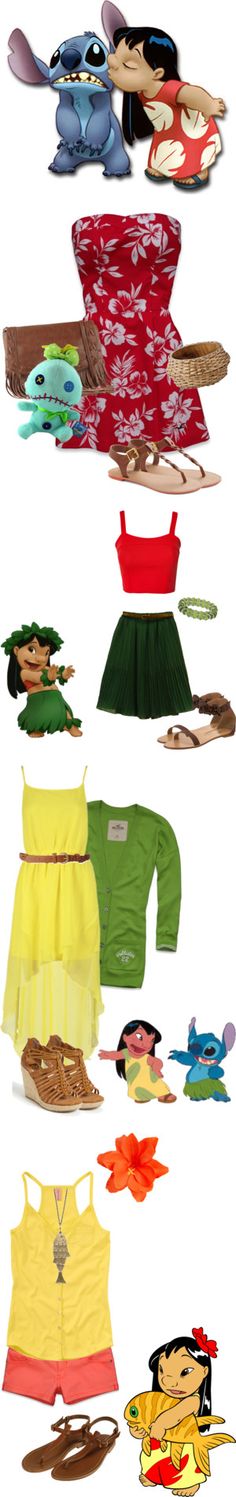 "lilo and stich" by savannahrosed ❤ liked on Polyvore Stitch Disney Bounding, Nani Lilo And Stitch Outfit, Stitch Dress Disney, Lilo Disneybound, Disney Bounding Lilo And Stitch, Disney Character Outfits, Disney Wear, Lilo Stitch