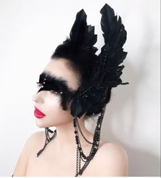 Crow Makeup, Raven Makeup, Dark Mask, Lake Photoshoot, Feather Mask, Feather Headpiece, Dress Up Boxes