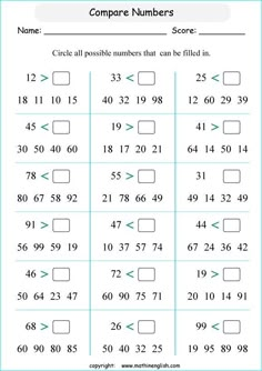 printable worksheet for comparing numbers from 1 to 10 with the same number