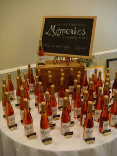 a bunch of wine bottles on a table