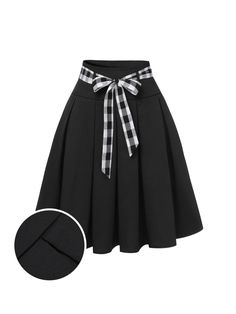 Black 1950s Solid Umbrella Skirt with Belt Best Dress For Girl, Retro Stage, Umbrella Skirt, Skirt With Belt, Standard Dress, Black Belt, Above The Knee, Body Measurements, Women's Skirt