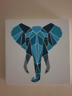 an elephant's head is made up of geometric shapes