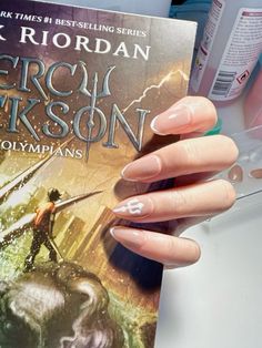 #nails #percy #percyjacksonandtheolympians #rickriordan #walkerscobell #walker #books #aesthetic #foryoupage #fyp Percy Jackson Inspired Nails, Percy Jackson Nails Designs, Percy Jackson Shoes, Percy Jackson Nails, Percy Jackson Fanfic, Percy Jackson Cast, Simple Gel Nails, Percy Jackson Art, Nail Ring