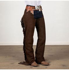 Chocolate Suede Tooled Chaps Chaps With Fringe, Chaps Outfit, Toddler Cowboy Hat, Shotgun Chaps, Cowboy Chaps, Girls Western Wear, Belt Buckle Jewelry, Mens Western Wear, Leather Chaps