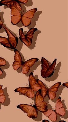 a group of orange butterflies flying in the air