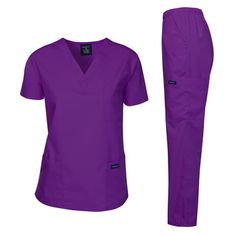 Dagacci Medical Uniform Scrub Unisex Set, Woman and Man Classic Fit V-Neck Top, Three Side Cargo Pockets Pants. Dagacci Uniform is committed in delivering quality medical uniforms to you. We value our customers and continue to strive to meet the your needs. ;We take pride in our quality and our service and we continue to provide total customer satisfaction. Size: XL.  Color: Purple.  Age Group: adult. Cute Nursing Scrubs, Nurse Fashion Scrubs, Scrub Suit, Doctor Scrubs, Scrubs Medical, Scrubs Outfit, Nursing Fashion, 2piece Outfits, Scrubs Uniform