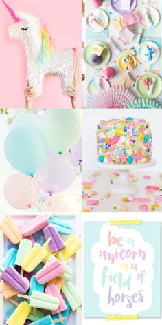 UNICORN PARTY INSPIRATION Funfetti Party, Teenage Party, Unicorn Sign, Teenager Party, Rainbow Unicorn Party, Food Decorations, Unicorn Themed Birthday Party, Rainbow Parties, Pastel Party