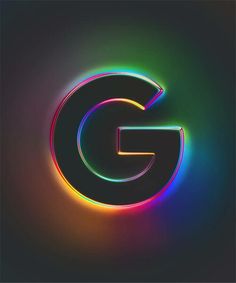 the letter g is made up of multicolored lines and shapes on a black background