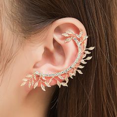 Ear Cuff Women, Feather Ear Cuff, Fake Piercing, Daith Piercing, Silver Ear Cuff