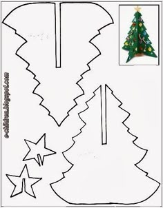 the cut out paper christmas tree is ready to be used as a crafting project