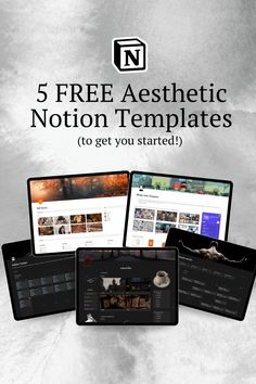 the five free aesthetic motion templates are displayed on their desktop computers and laptops