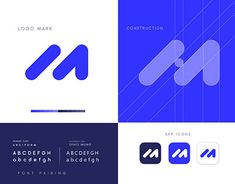 four different logos designed to look like letters and numbers