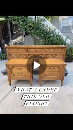 an old dresser has been turned into a tv stand with the words what's under this old furniture?