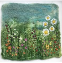 a painting of daisies and other wildflowers