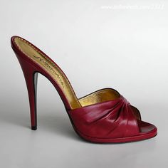 burlesque burgundy red leather 5in mules Fun Heels, Open Toe High Heels