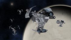 an artist's rendering of some sci - fi ships in space