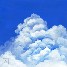 a painting of clouds in the blue sky