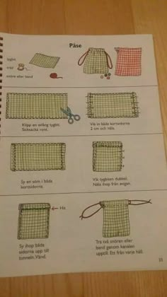 the instructions for how to sew an apron on a piece of paper with scissors