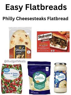 different types of flatbreads with text overlay that says easy flatbreads