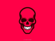 a red skull on a pink background