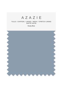 a pantoned color with the words azazie in white and blue on it