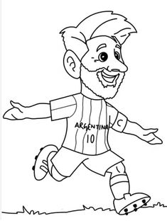 a cartoon soccer player running with the ball in his hand coloring pages for kids and adults