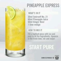 the pineapple express cocktail recipe is shown in this ad for drinkers and their beverages