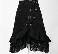 Women Punk Rock Gothic Victorian Black Lace Skirt Gypsy Hipp Club Wear Vintage in Clothing, Shoes & Accessories, Women's Clothing, Skirts | eBay Steampunk Outfits, Punk Skirt, Goth Skirt, Steampunk Stuff, Black Wear, Buckle Skirt, Steampunk Skirt, Gothic Skirt, Skirt Ideas