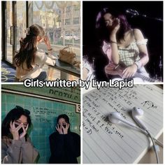 girls written by lyn lapid are talking on their cell phones and writing in notebooks