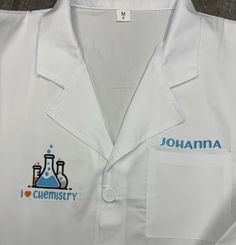 a white lab coat with the name johanna on it