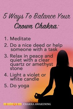 Heal and balance your Crown Chakra with these 5 tips. Cleansing Chakras, Quiet Woman, Peace Building, Healing Chakras, Chakras Healing