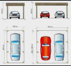 four different types of cars parked next to each other