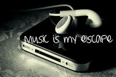 an iphone with the words music is my escape written on it